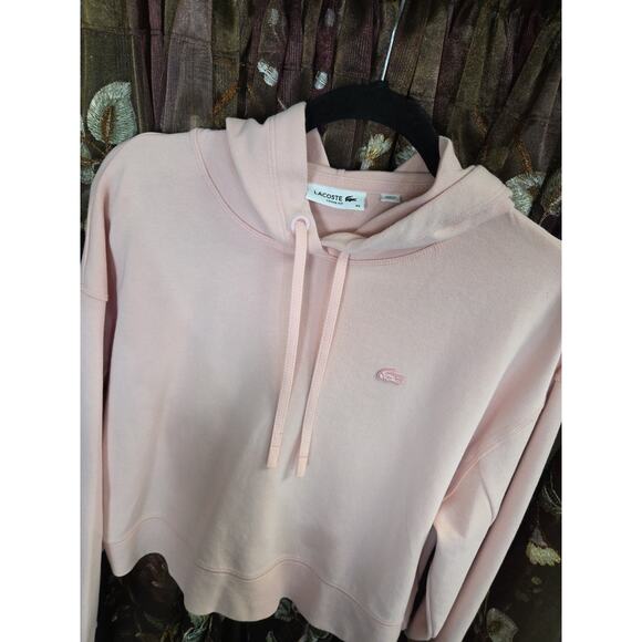 Lacoste Womens Pink Hoodie Cropped Size 42 - Picture 7 of 16